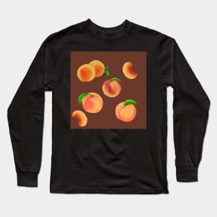 Peaches Pattern Brown Long Sleeve T-Shirt